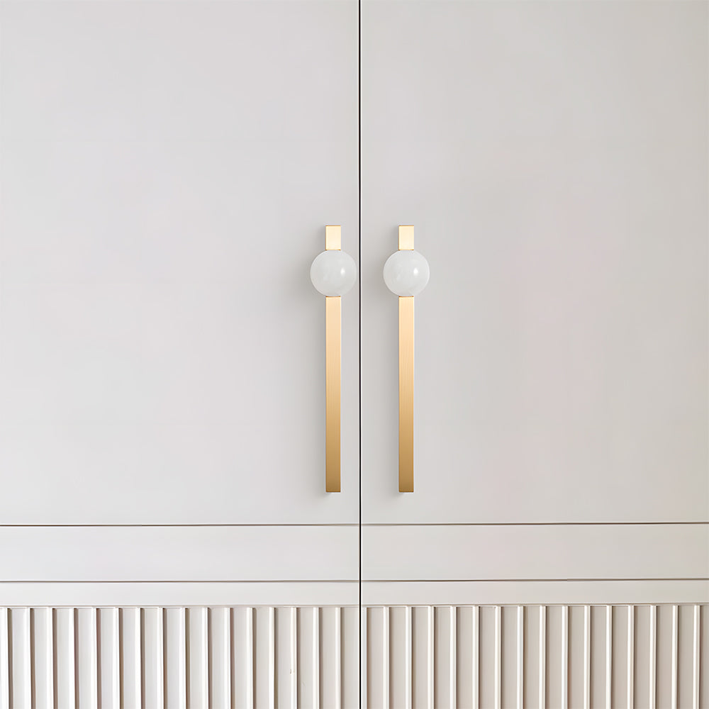 Comforsyco Natural Crystal Sphere Brass Cabinet Handles and Knobs