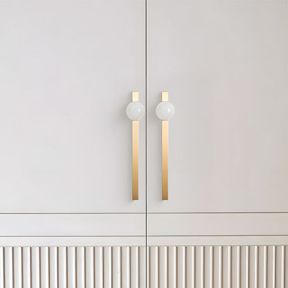 Comforsyco Natural Crystal Sphere Brass Cabinet Handles and Knobs