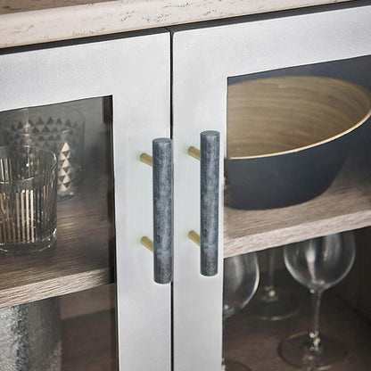 Comforsyco Natural Marble Brass Cabinet Pulls and Knobs