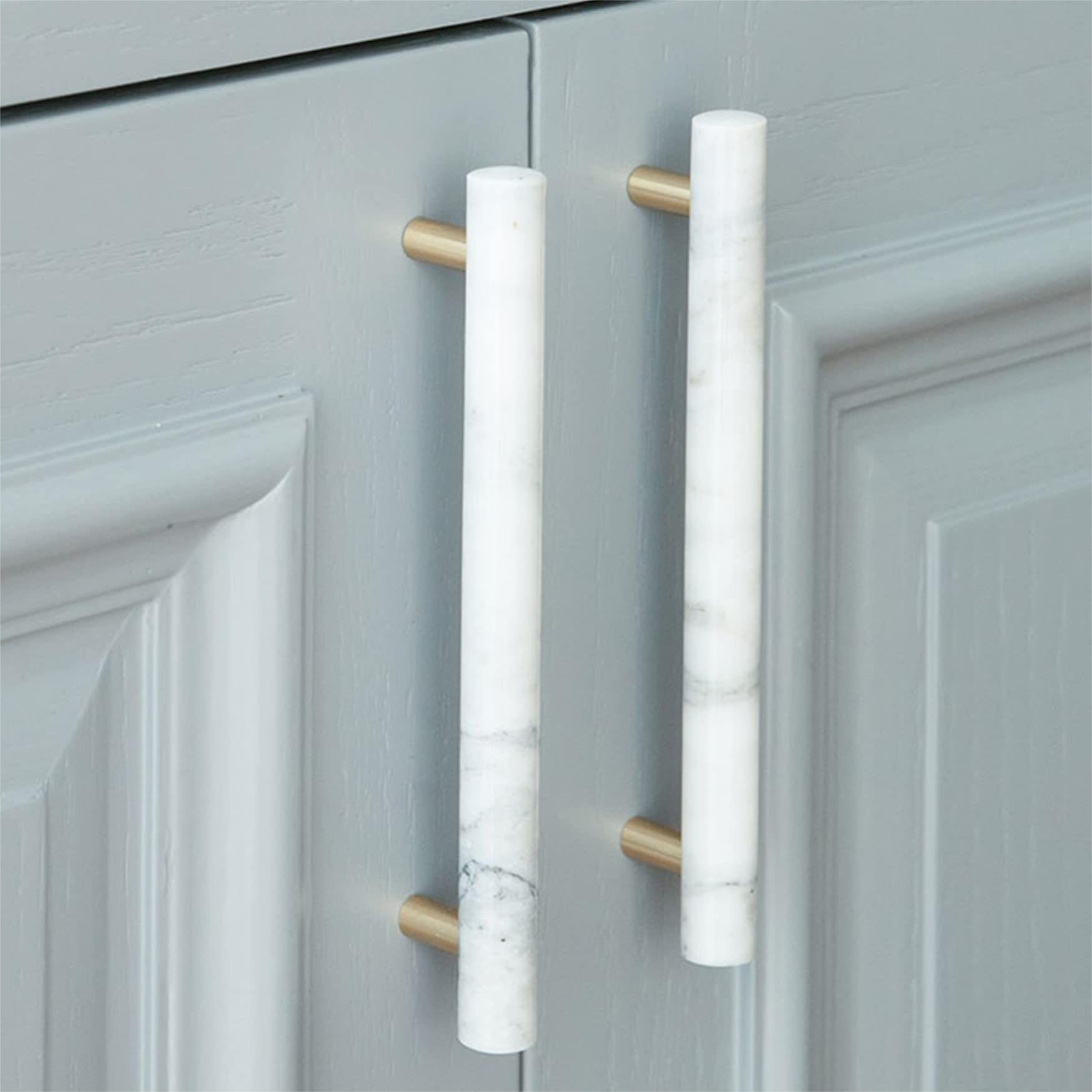 Comforsyco Natural Marble Brass Cabinet Pulls and Knobs