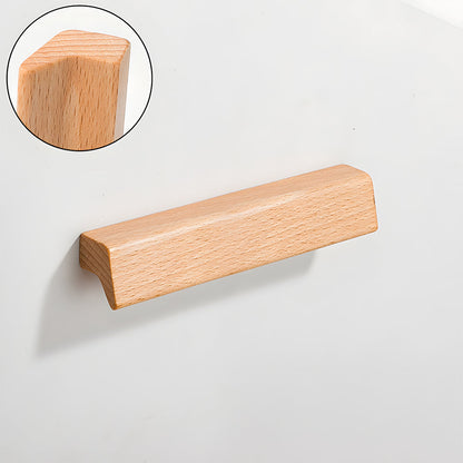 L-shaped wood cabinet handle in style B with 96 mm centers, shown as a single product on a white background