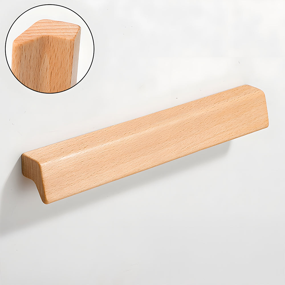 L-shaped wood cabinet handle in style B with 192 mm centers, shown horizontally on a simple light surface
