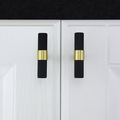 Comforsyco Nordic Black Mesh Knurled Brass Handle Simple Cabinet Wardrobe Pulls