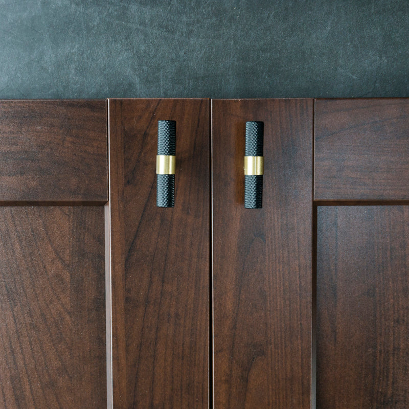 Comforsyco Nordic Black Mesh Knurled Brass Handle Simple Cabinet Wardrobe Pulls