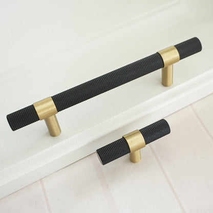 Comforsyco Nordic Black Mesh Knurled Brass Handle Simple Cabinet Wardrobe Pulls