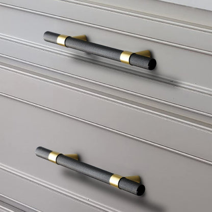 Comforsyco Nordic Black Mesh Knurled Brass Handle Simple Cabinet Wardrobe Pulls