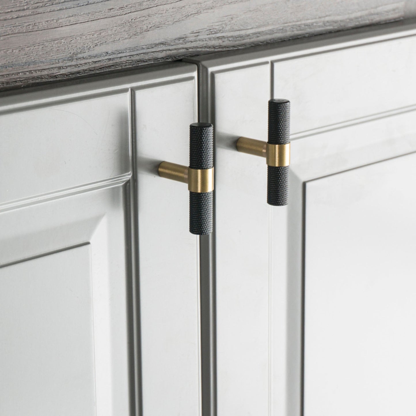 Comforsyco Nordic Black Mesh Knurled Brass Handle Simple Cabinet Wardrobe Pulls