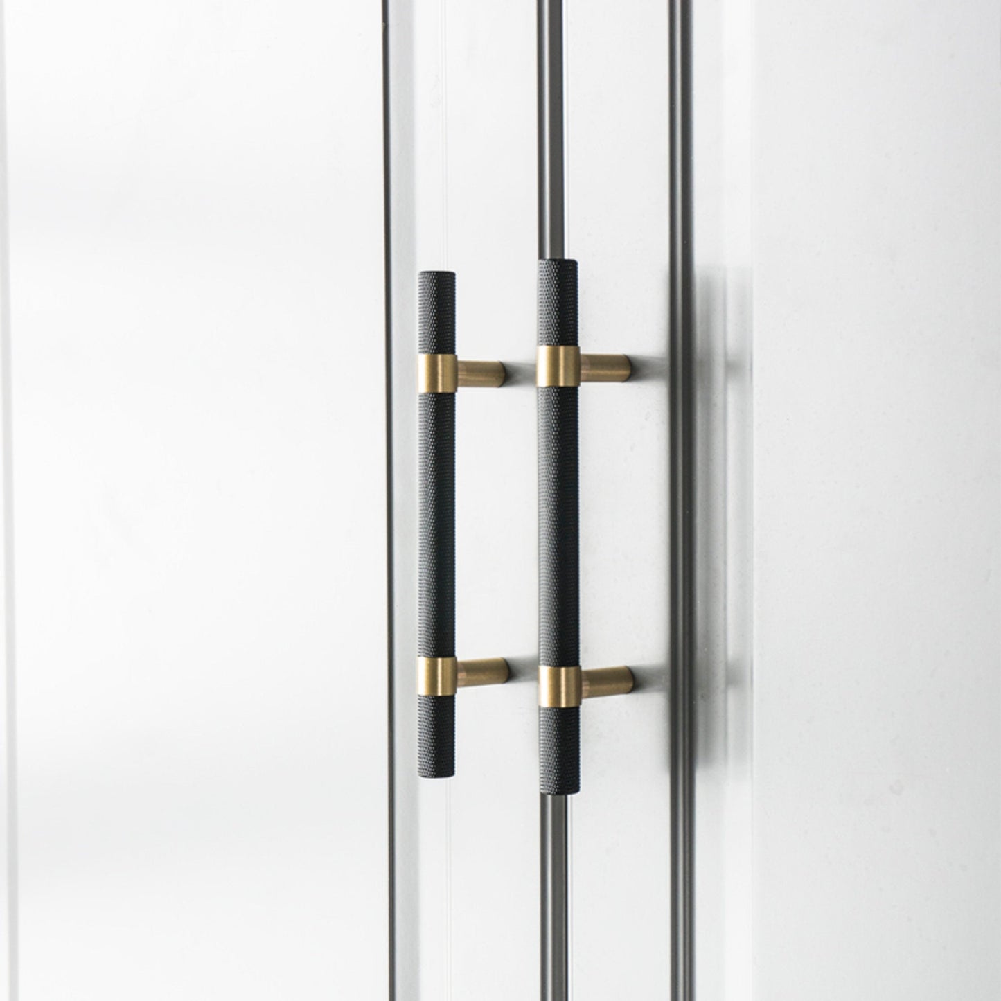 Comforsyco Nordic Black Mesh Knurled Brass Handle Simple Cabinet Wardrobe Pulls