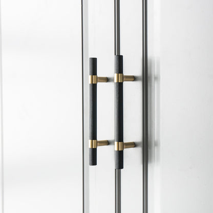 Comforsyco Nordic Black Mesh Knurled Brass Handle Simple Cabinet Wardrobe Pulls