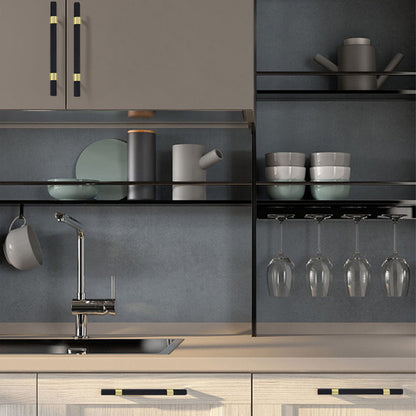 Comforsyco Nordic Black Mesh Knurled Brass Handle Simple Cabinet Wardrobe Pulls