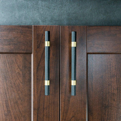 Comforsyco Nordic Black Mesh Knurled Brass Handle Simple Cabinet Wardrobe Pulls