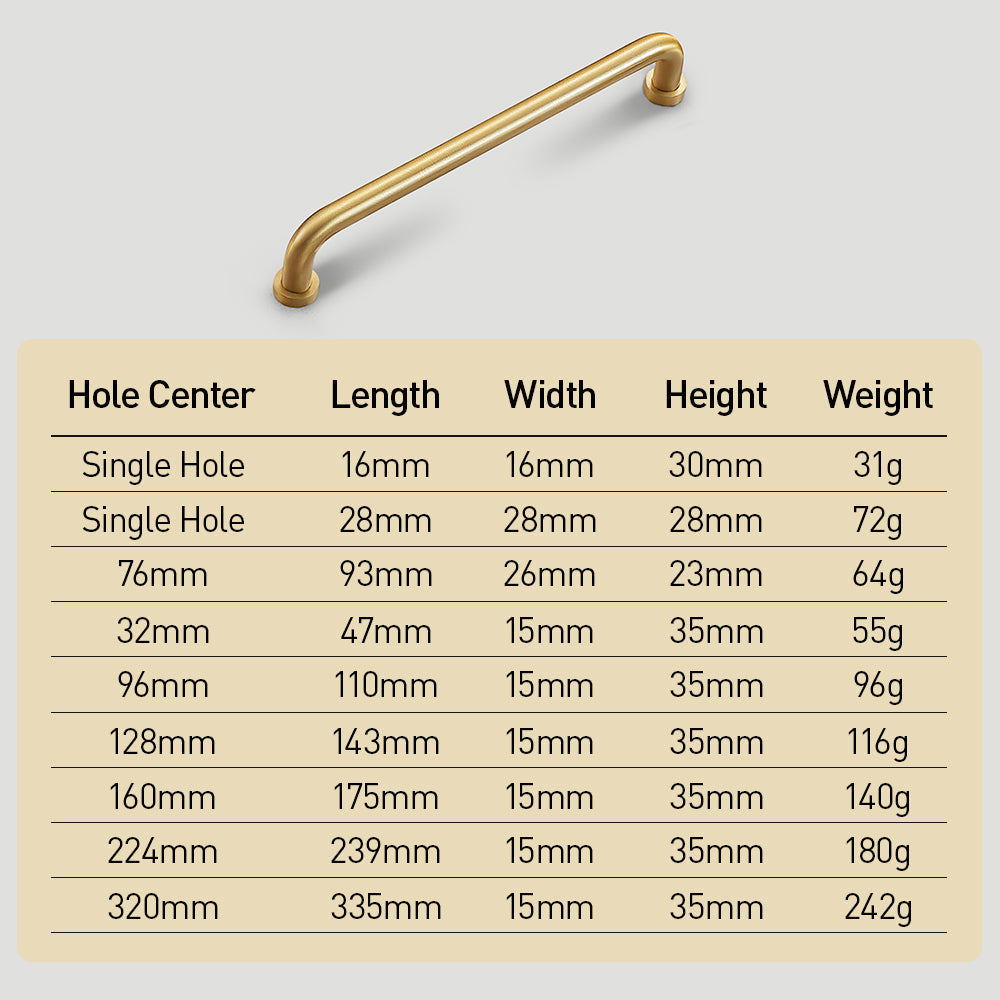 Comforsyco Nordic Brass Cabinet Pulls, Knobs, and Cup Pulls