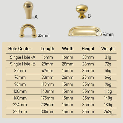 Comforsyco Nordic Brass Cabinet Pulls, Knobs, and Cup Pulls