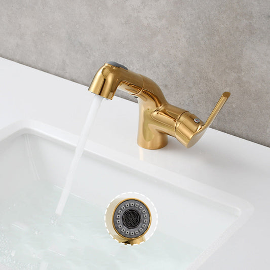 Novara Minimalist white pull-out Bathroom Sink Faucet with dual spray modes