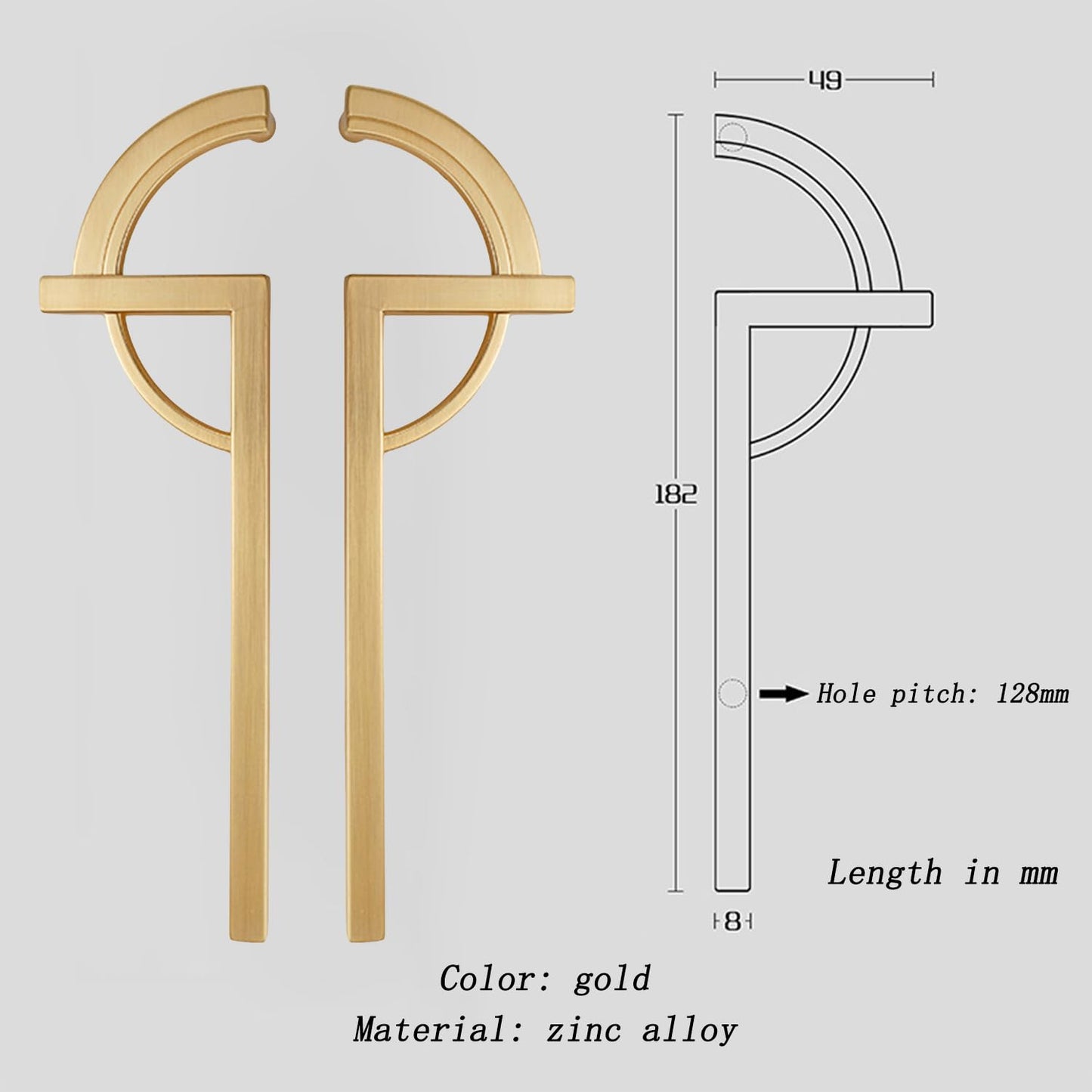 Comforsyco Paired Half Moon Cabinet Pulls with Bar Handles