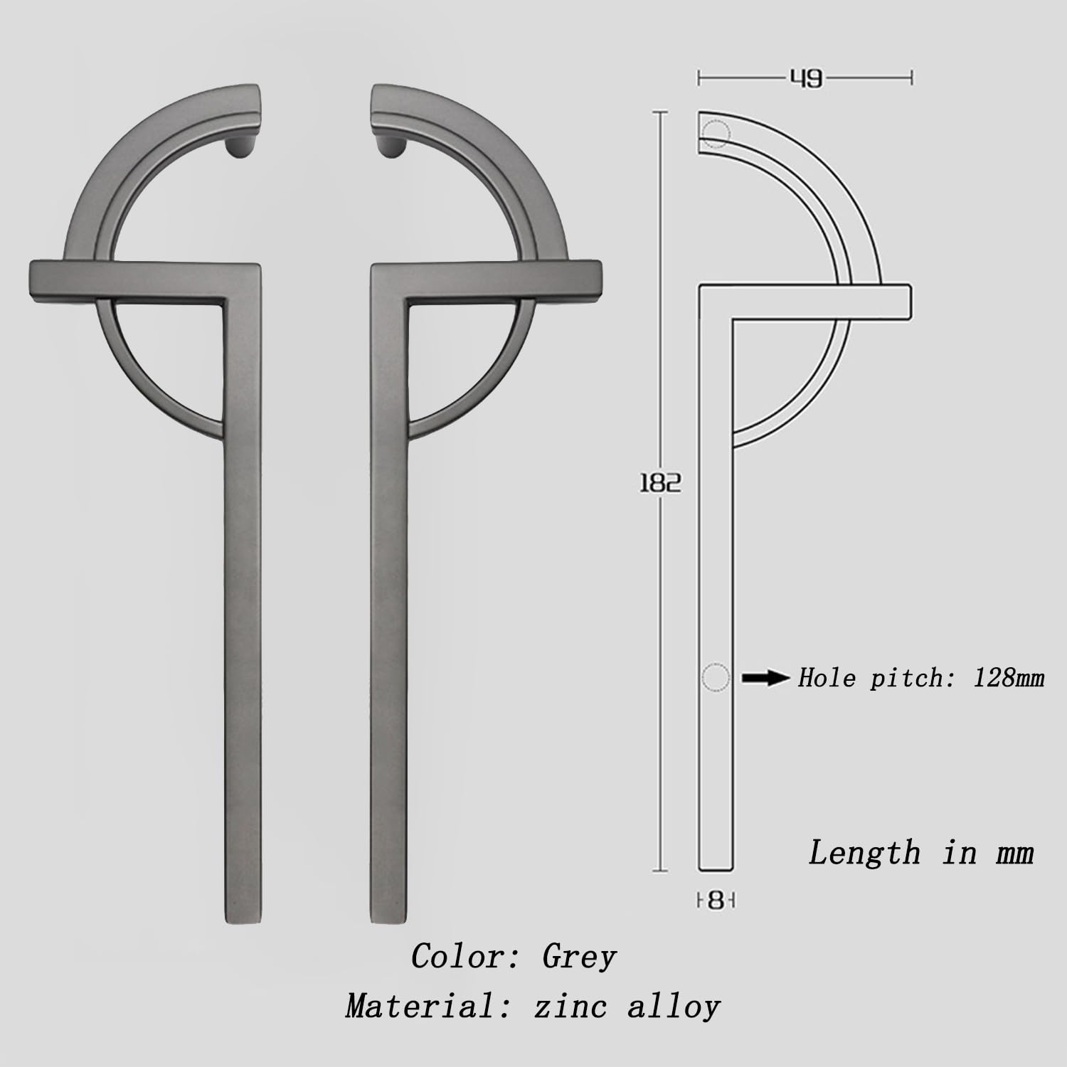 Comforsyco Paired Half Moon Cabinet Pulls with Bar Handles