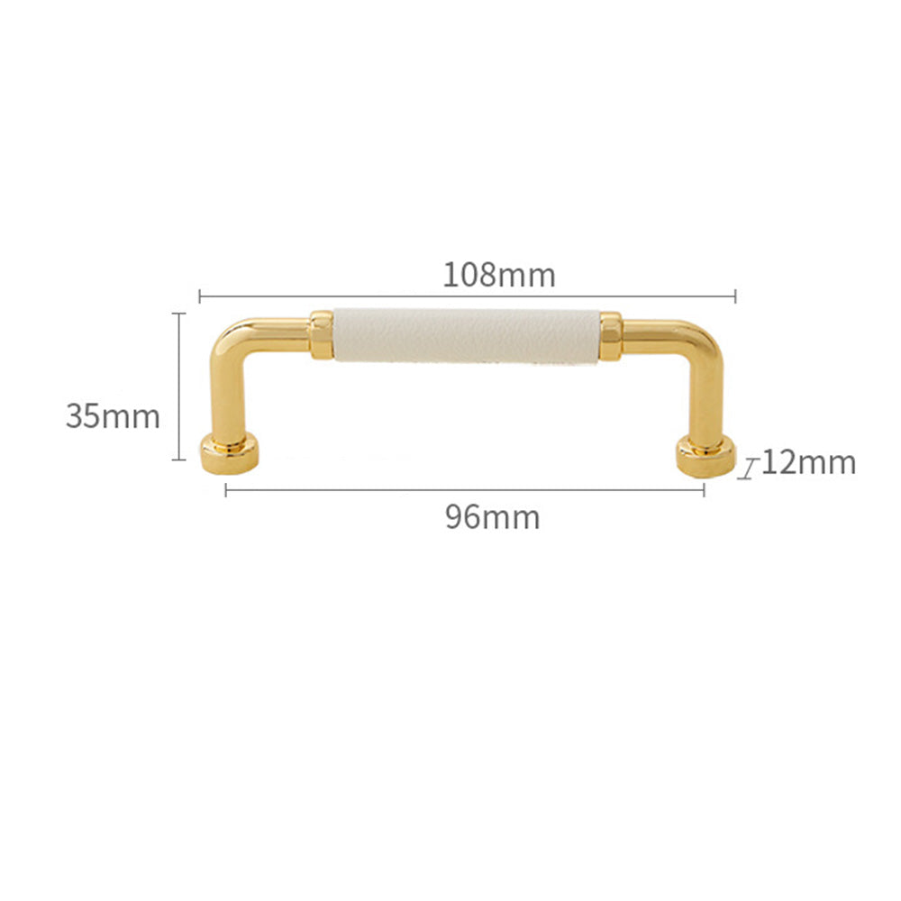 Comforsyco Polished Gold Leather Cabinet Pulls and Knobs