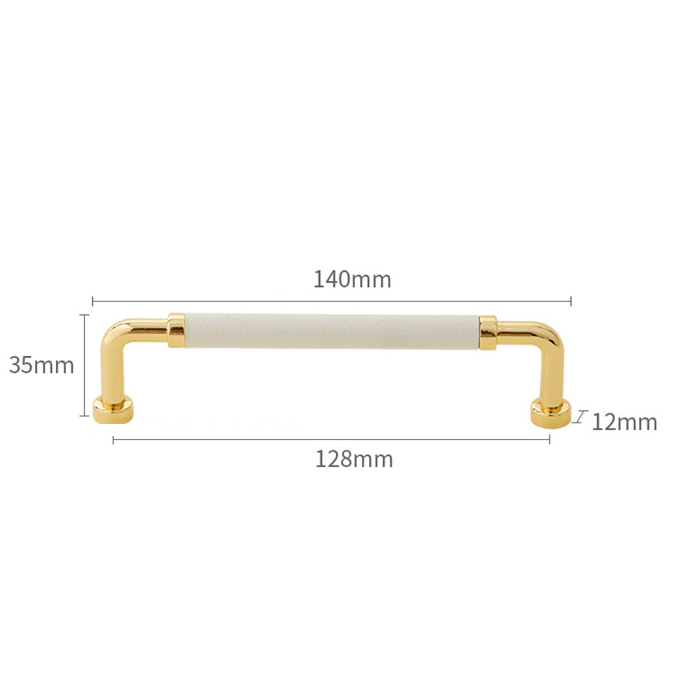 Comforsyco Polished Gold Leather Cabinet Pulls and Knobs