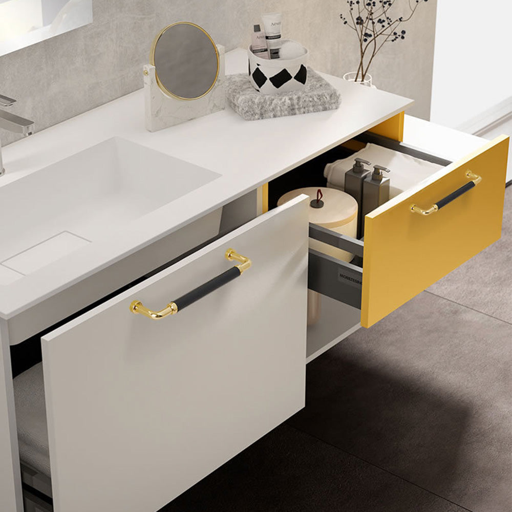 Comforsyco Polished Gold Leather Cabinet Pulls and Knobs