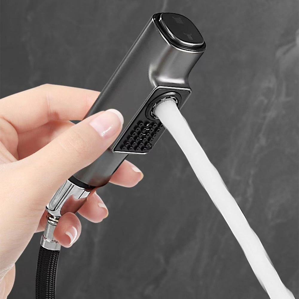 Pull-Out Bathroom Sink Faucet With Digital Temperature Display