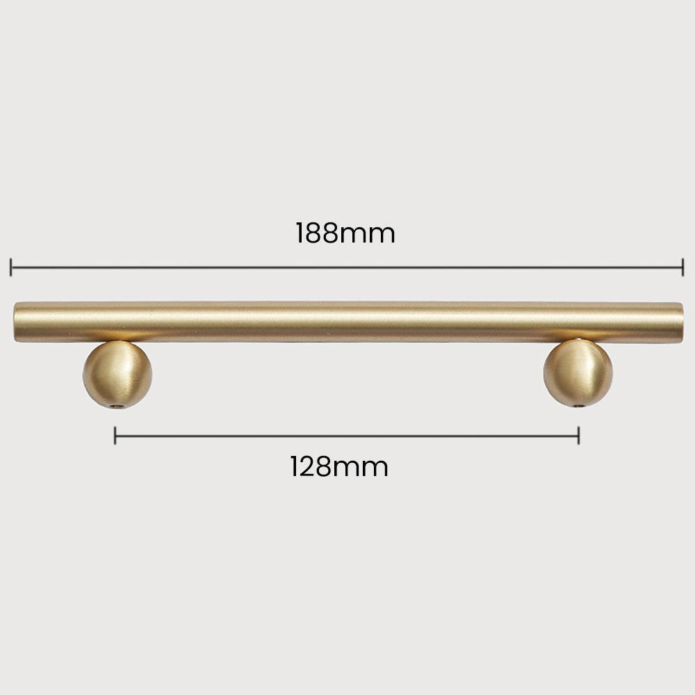 Comforsyco Pure Brass Gold Round Bar Cabinet Pulls for Wardrobe Doors