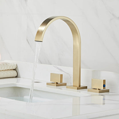 Quadra 3-Hole Square Bathroom Sink Faucet with Dual Handles