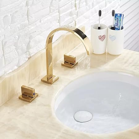 Quadra 3-Hole Square Bathroom Sink Faucet with Dual Handles
