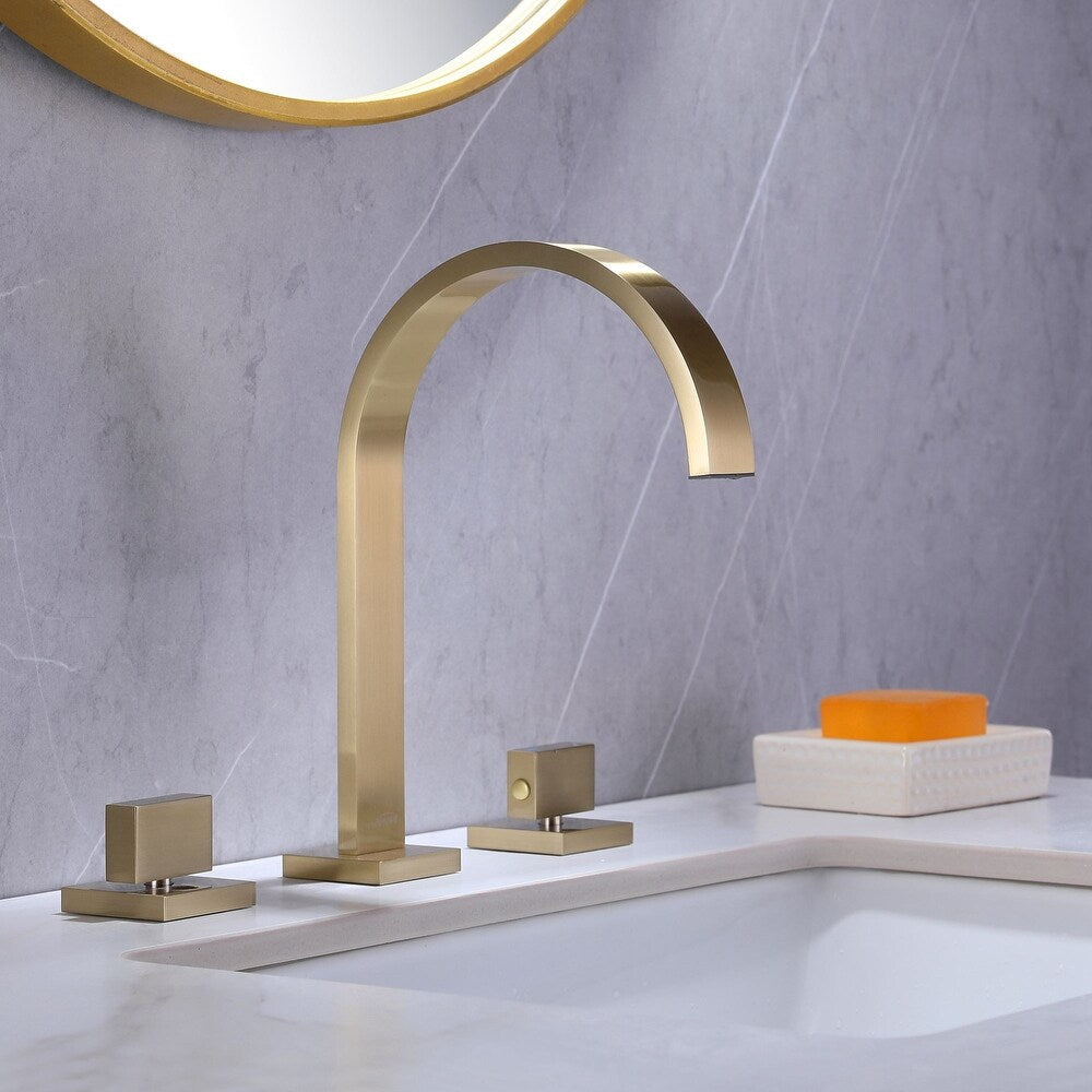 Quadra 3-Hole Square Bathroom Sink Faucet with Dual Handles