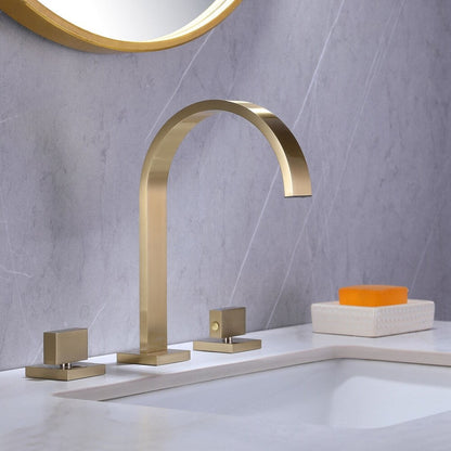Quadra 3-Hole Square Bathroom Sink Faucet with Dual Handles