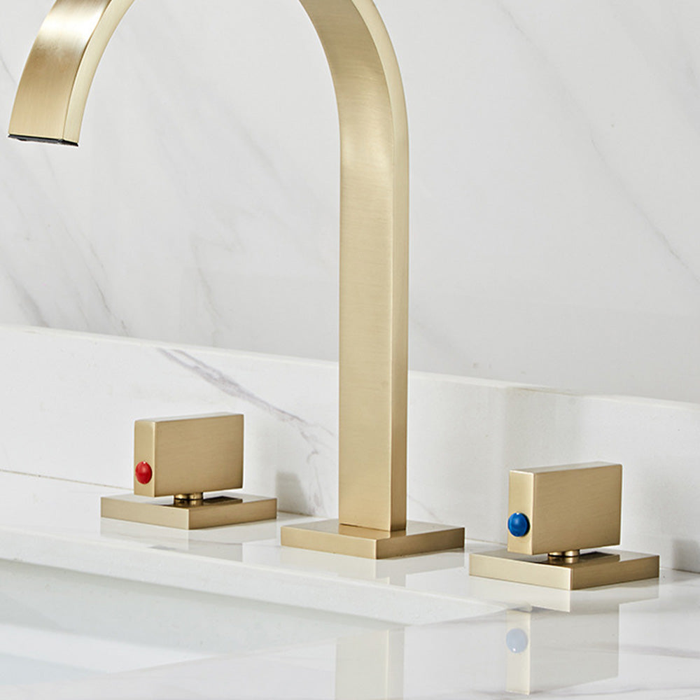 Quadra 3-Hole Square Bathroom Sink Faucet with Dual Handles