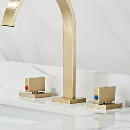 Quadra 3-Hole Square Bathroom Sink Faucet with Dual Handles