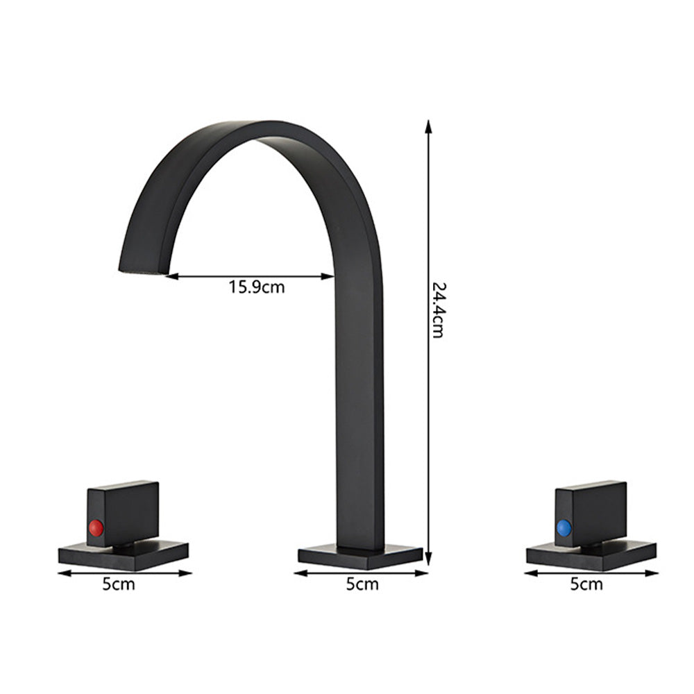 Quadra 3-Hole Square Bathroom Sink Faucet with Dual Handles