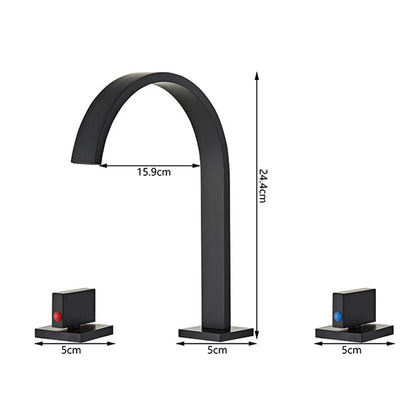 Quadra 3-Hole Square Bathroom Sink Faucet with Dual Handles