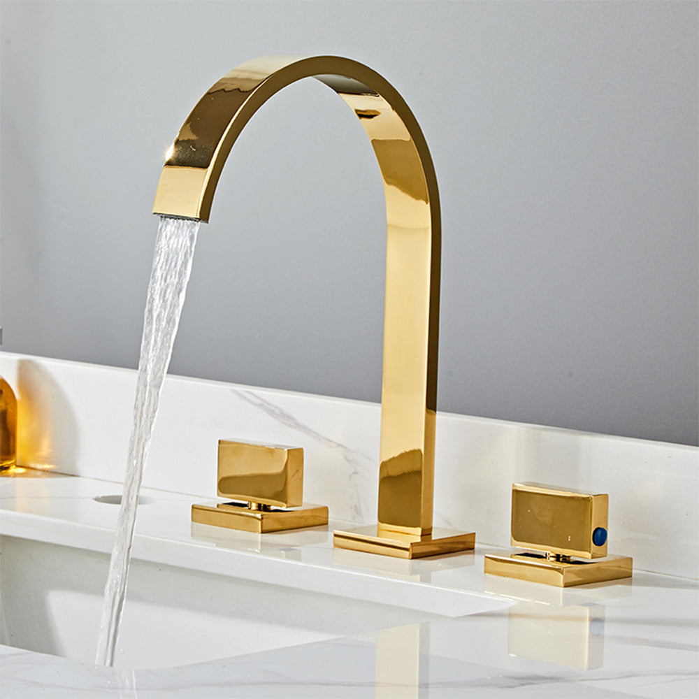 Quadra 3-Hole Square Bathroom Sink Faucet with Dual Handles