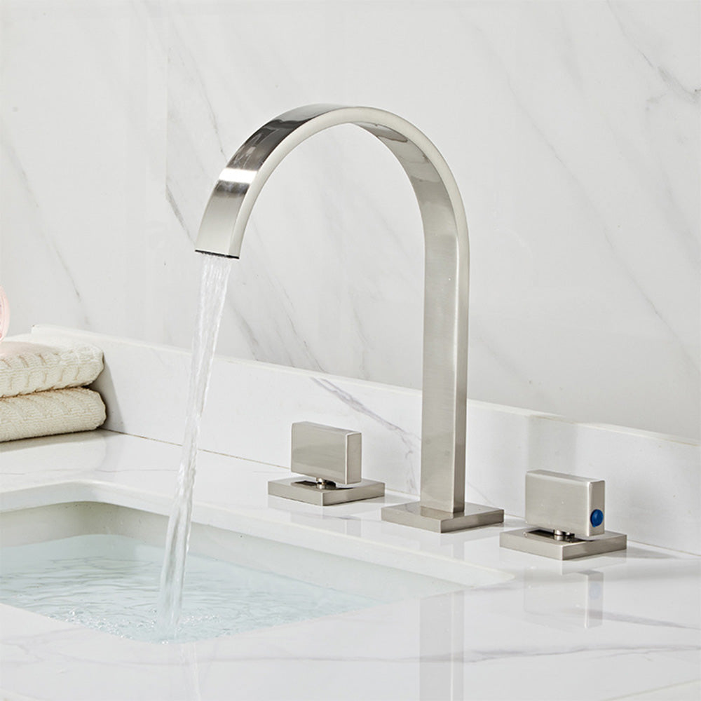 Quadra 3-Hole Square Bathroom Sink Faucet with Dual Handles