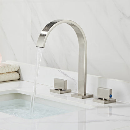 Quadra 3-Hole Square Bathroom Sink Faucet with Dual Handles