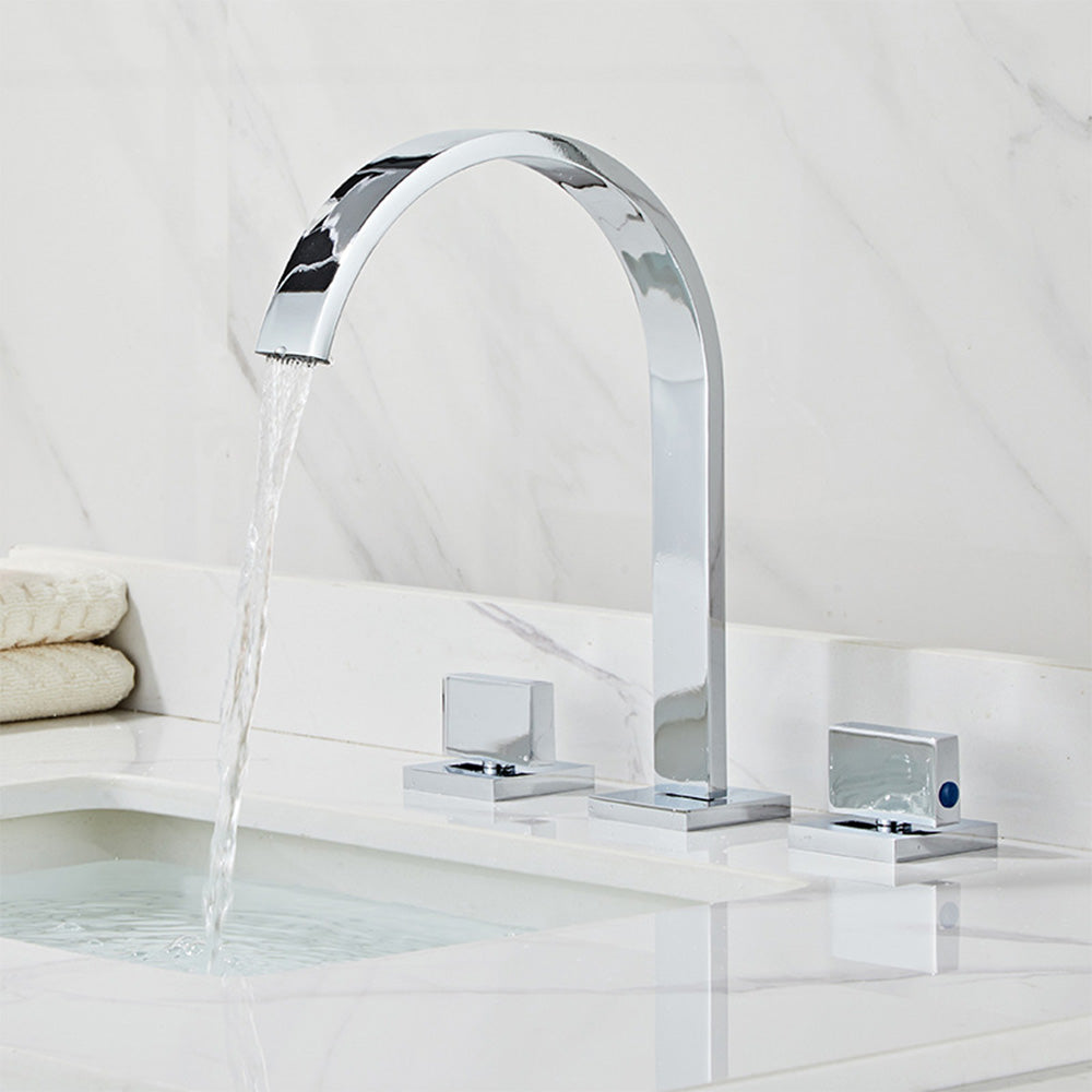 Quadra 3-Hole Square Bathroom Sink Faucet with Dual Handles