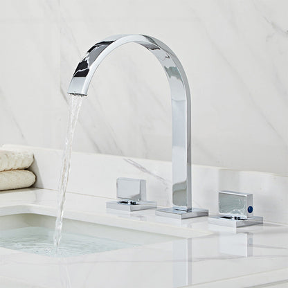 Quadra 3-Hole Square Bathroom Sink Faucet with Dual Handles