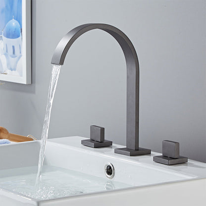 Quadra 3-Hole Square Bathroom Sink Faucet with Dual Handles