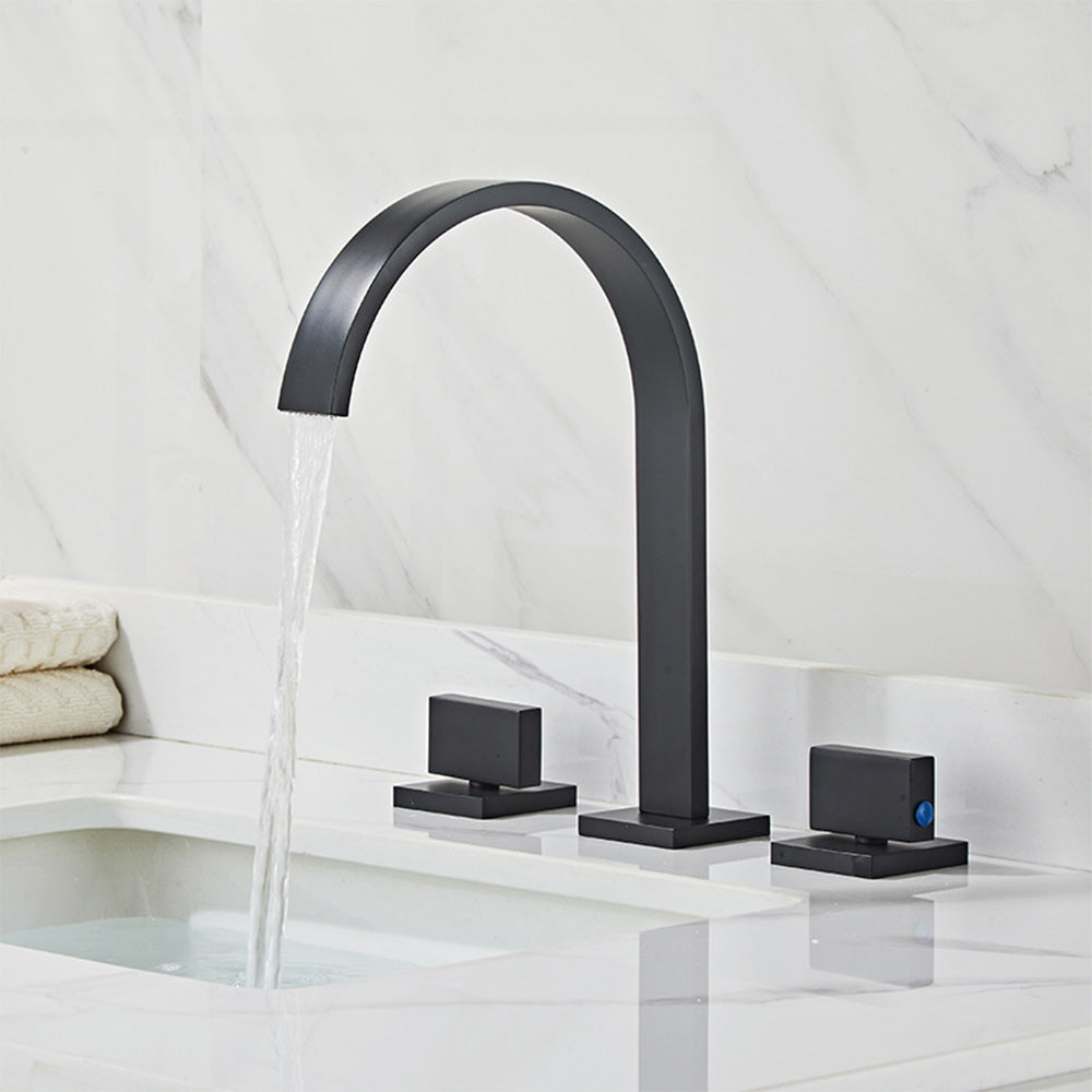 Quadra 3-Hole Square Bathroom Sink Faucet with Dual Handles