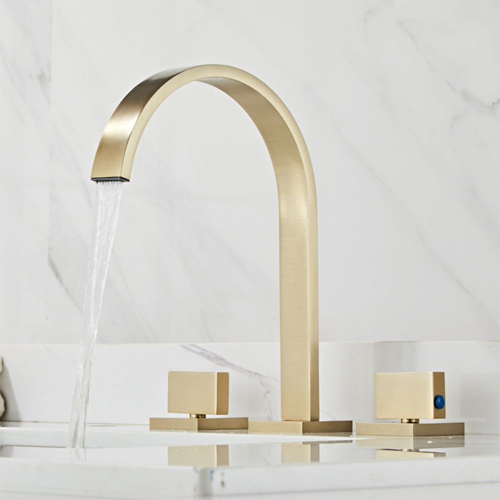 Quadra 3-Hole Square Bathroom Sink Faucet with Dual Handles