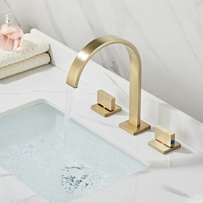 Quadra 3-Hole Square Bathroom Sink Faucet with Dual Handles
