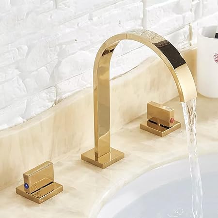 Quadra 3-Hole Square Bathroom Sink Faucet with Dual Handles