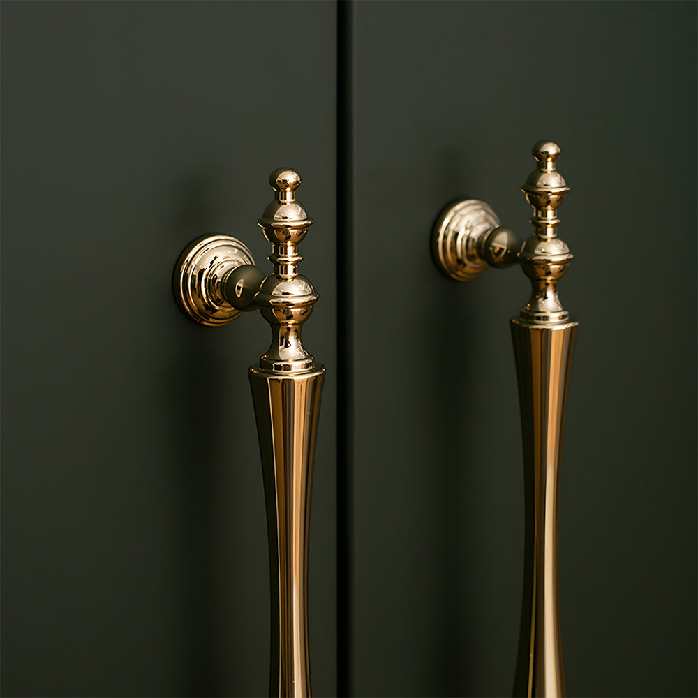 Comforsyco Retro Brass Cabinet Handles and Knobs for Wardrobes