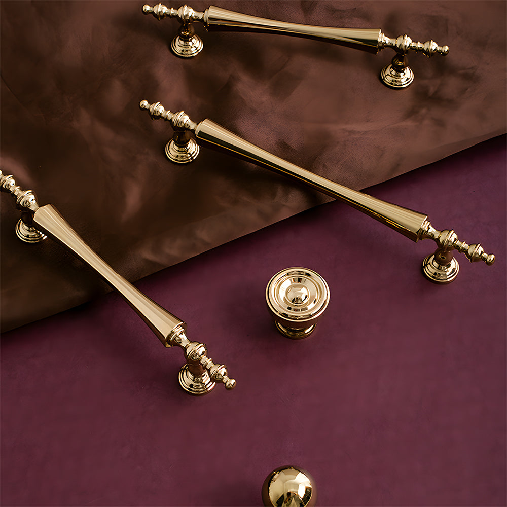 Comforsyco Retro Brass Cabinet Handles and Knobs for Wardrobes