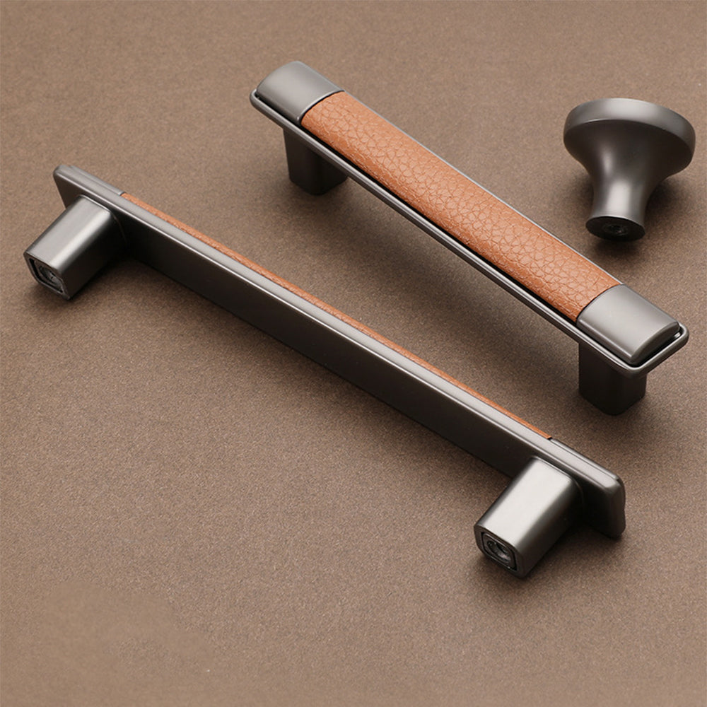 Comforsyco Retro Brown Leather Drawer Pulls