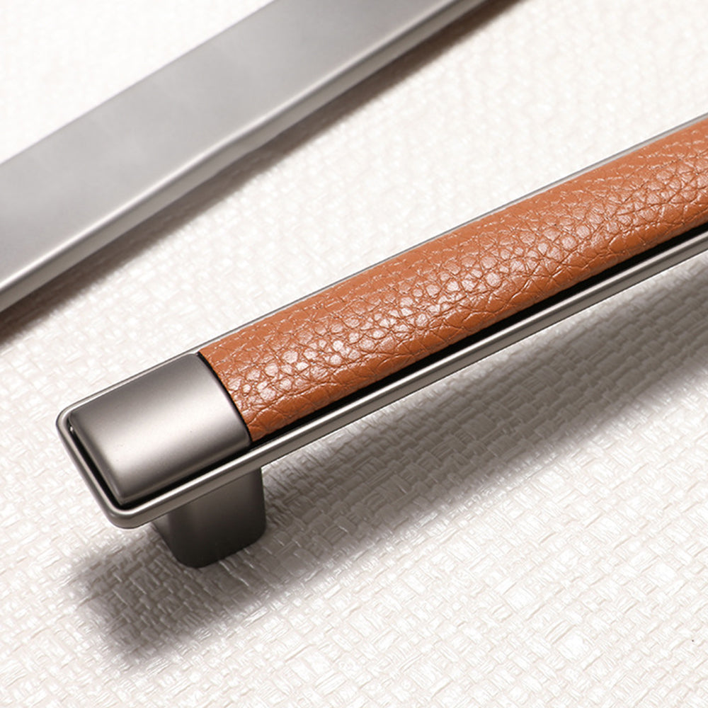 Comforsyco Retro Brown Leather Drawer Pulls
