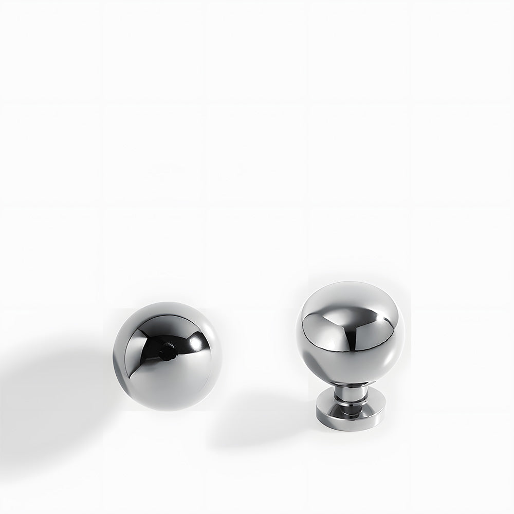 Retro shell cup pull and round knob, shown clearly with its shape and finish visible