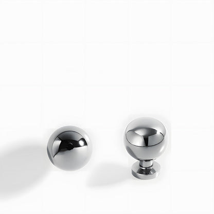 Retro shell cup pull and round knob, shown clearly with its shape and finish visible