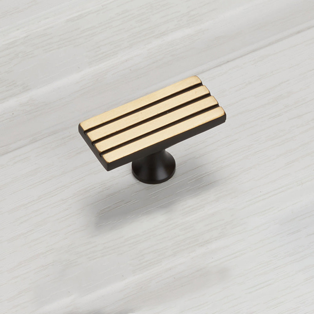 Comforsyco Ribbed Brass Cabinet Handles and Matching Knobs